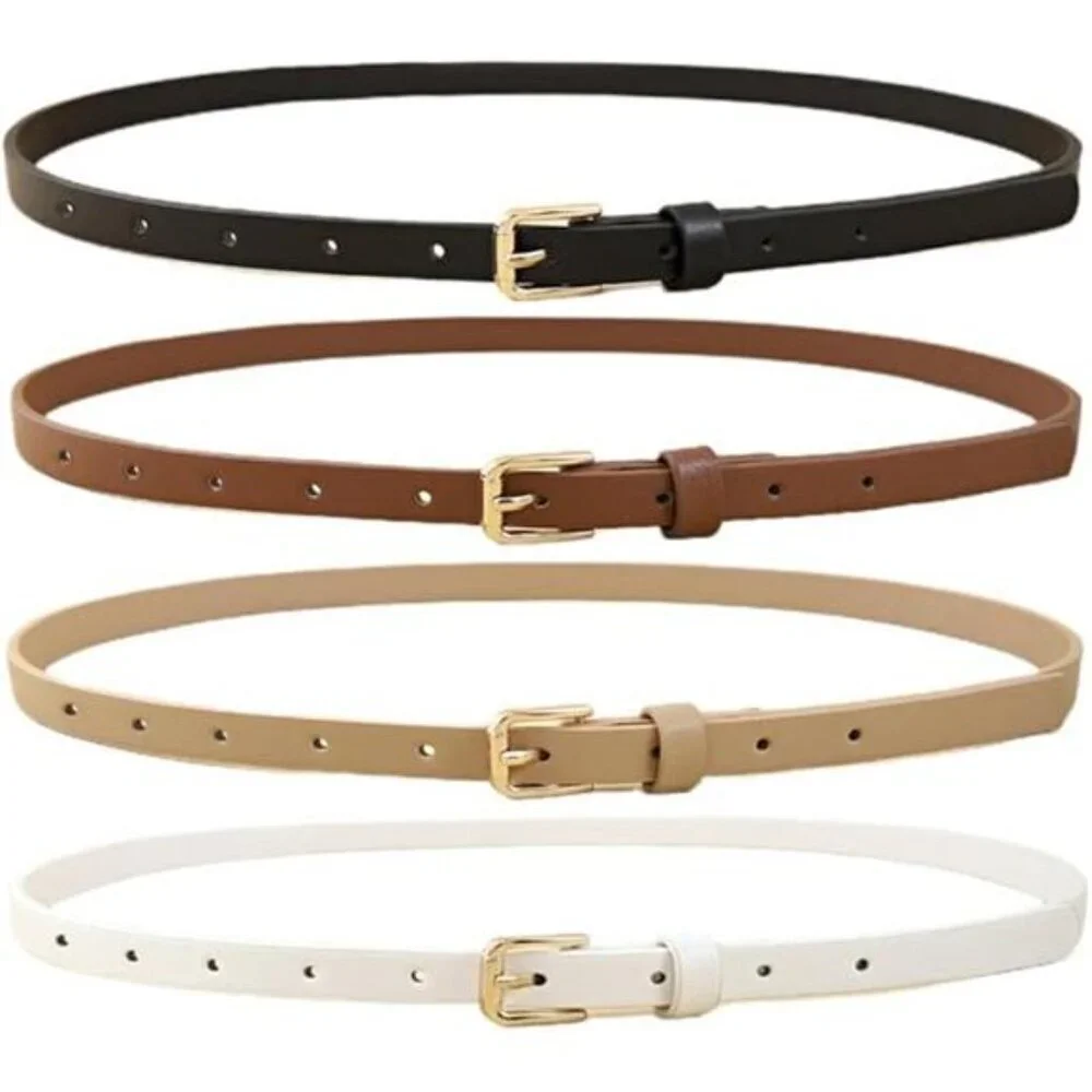 HOTWILL 4 Pack Women Skinny Belts for Jeans Dress Thin Waist Belt for Ladies